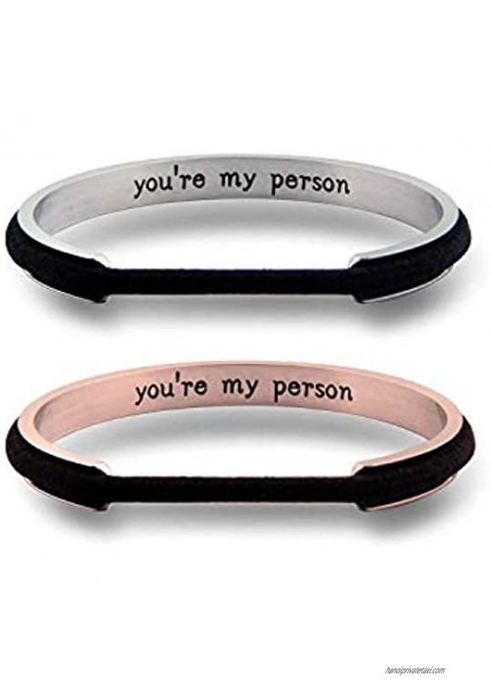 WUSUANED You're My Person Hair Tie Grooved Cuff Bangle Bracelet for BBF Lovers Family