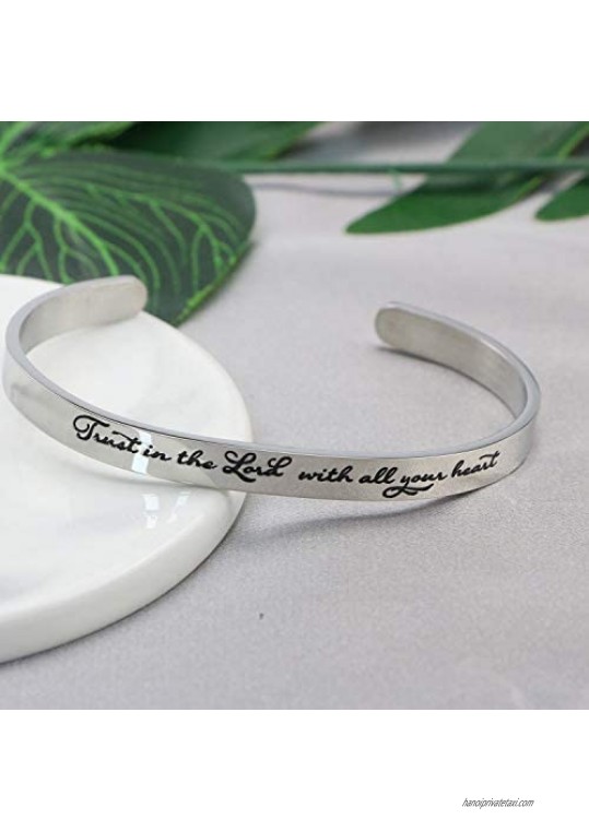 Yiyang Christian Cuff Bracelet for Women Bible Verse Cross Jewelry Religious Faith Baptism Christmas Birthday Stainless Steel Gifts for Her Mother Daughter Sister Friends
