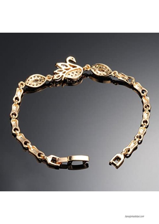 18k Gold Plated Swan Cubic Zirconia Tennis Bracelet L7.08