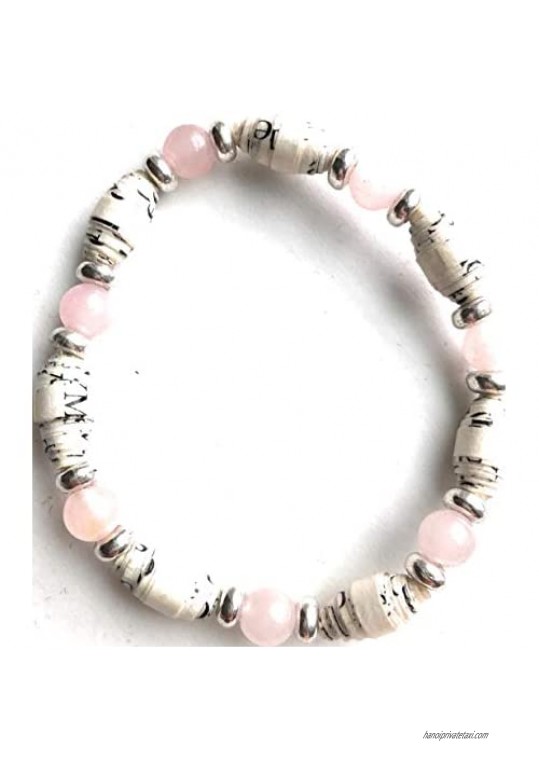 AA Big Book Bracelet Pink & Silver Beads Made From Real Pages From The Big Book