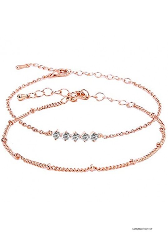 ASHMITA Fashion Bracelets for Women Girl Rose Gold Adjustable Chain Bracelet Everyday Jewelry 6.5”+1”
