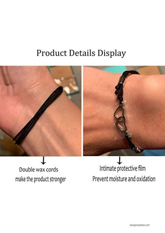 Father's Day Gift Pinky Promise Distance Matching Bracelet Friendship Couple Bracelet Gifts for Women Men 2 Pieces