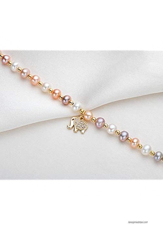 Freshwater Pearl Bracelets Multicolor Cultured Pearl 14K Gold Filled Bracelet with Adjustable Chain Jewelry Gift for Women Wife Girls Mother
