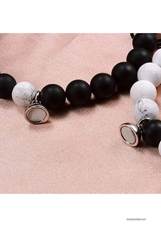GBTBYS Natural Stone Beads Magnetic Bracelet for Couples Connect Bracelet for Him and Her Couples Gifts