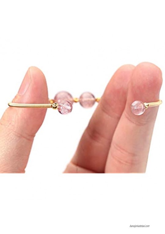 Jovivi Golden Cuff Bangle Natural Healing Crystal Gemstone Beaded Bracelet Gifts for Women