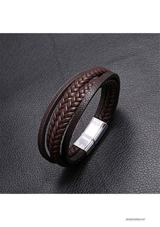 kelistom Genuine Leather Bracelet for Men Women Teen Boys Girls Handmade Braided Link Charm Bracelets Wristbands Gothic Adjustable Wrap Bracelet