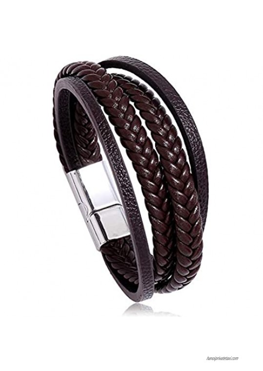 kelistom Genuine Leather Bracelet for Men Women Teen Boys Girls  Handmade Braided Link Charm Bracelets Wristbands Gothic Adjustable Wrap Bracelet