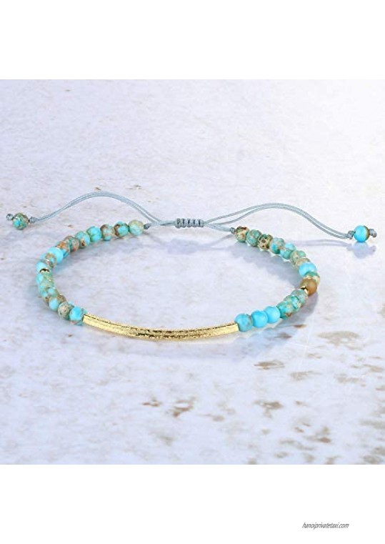 KELITCH Friendship Bracelets Handmade Single Strand Gold Beaded Bar Bracelets Chic Bangle