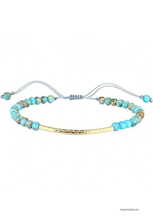 KELITCH Friendship Bracelets Handmade Single Strand Gold Beaded Bar Bracelets Chic Bangle