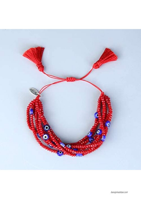 KELITCH Miyuki Beaded Tassel Pendant Strand Bracelet for Women Link Charm Cuff Multilayer Bangle Fashion Jewelry Handmade Gift