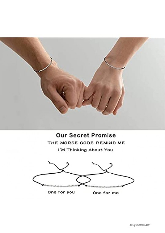 KGBNCIE Morse Code Bracelet for Women Pinky Promise Couple Distance Matching Secret Message Friendship Handmade Adjustable Bracelets Jewelry Gifts 2 Pieces