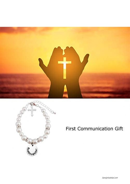 KUIYAI Goddaughter Pearl Bracelet First Communion Bracelet Christening Gift
