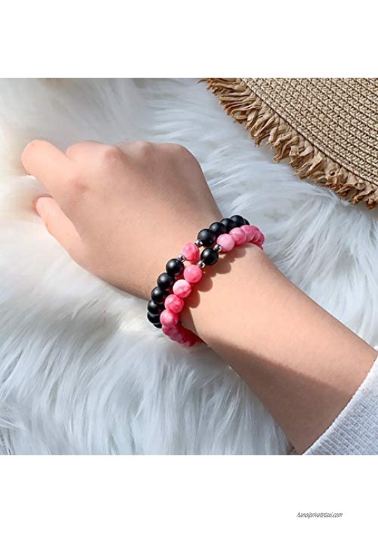 MJartoria Magnetic Matching Bracelets for Couples Best Friend Friendship Couples Bracelets BFF Bracelets for 2 Mutual Attraction Rope or Beads Adjustable Bracelet Gifts for Women Boyfriend Girlfriend