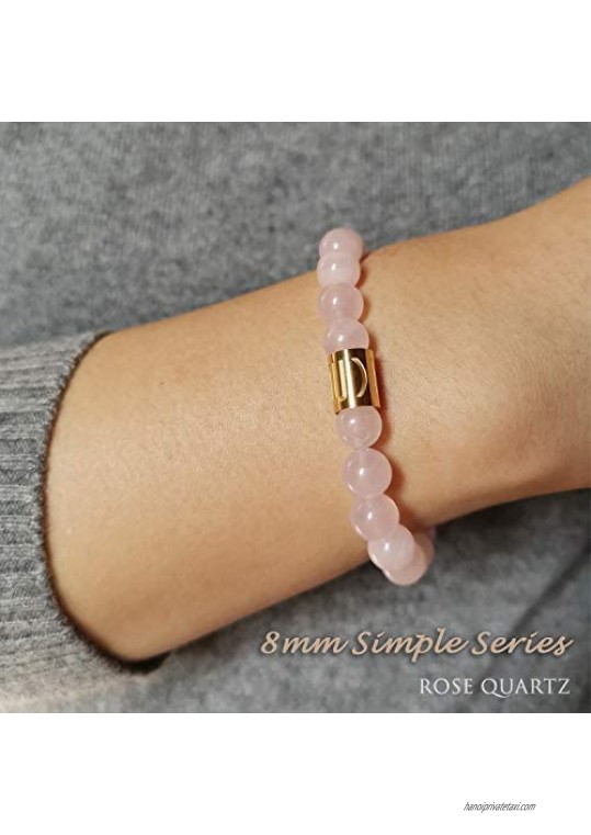 Morchic 8mm Genuine Gemstone Stretch Bracelet for Women Men Unisex Natural Energy Crystal Stone Beads Classic Simple Design Cuff Birthday Gift 7.5 Inch