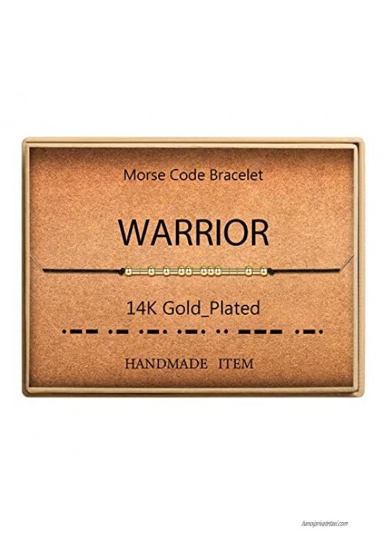 Morse Code Bracelet 14k Gold Plated Beads on Silk Cord Secret Message Warrior Bracelet Gift Jewelry for Her