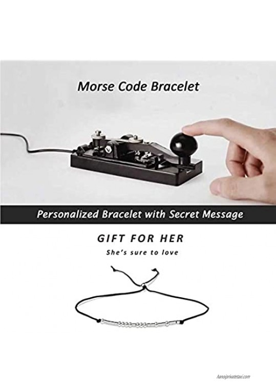 Morse Code Bracelet Beads on Silk Cord Secret Message Bracelet Gift Jewelry for Women