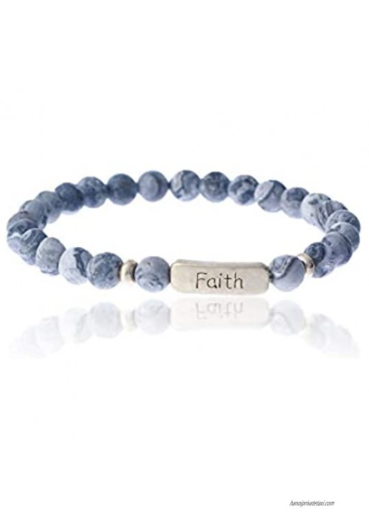 NTLX Inspirational Bracelets for Women – Faith Bracelet – Natural Stone Stretch Message Bracelet Box - Great Gift