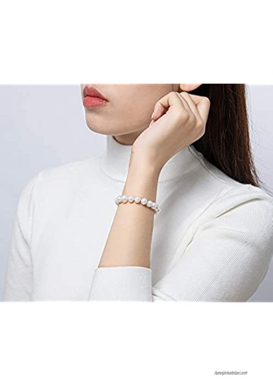 Pearl Bracelets Freshwater Cultured Genuine Pearl Bracelet for Women with Sterling Silver Clasp Pearl Jewelry Gift for Women Girls Bridesmaid 7.1 Inches 6-7mm/7-8mm/8-9mm/9-10mm/10-11mm