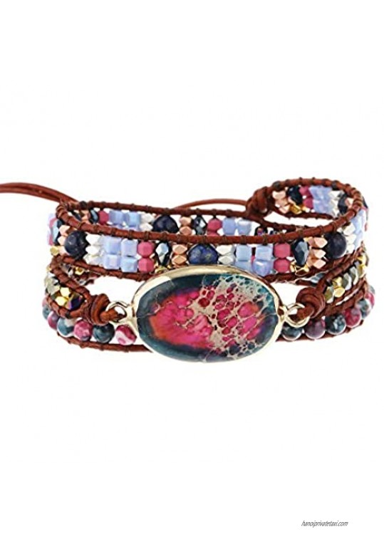Plumiss Boho Handmade Natural Stone 3 Wrap Bracelet for Women Colection