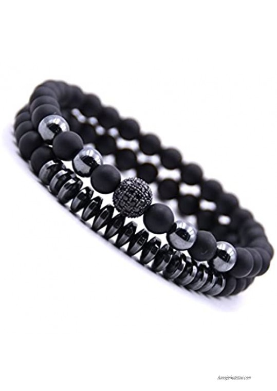 Tanyoyo Matte Onyx Beads Bracelet for Men Women Elastic Yoga Bracelet Set ¡­