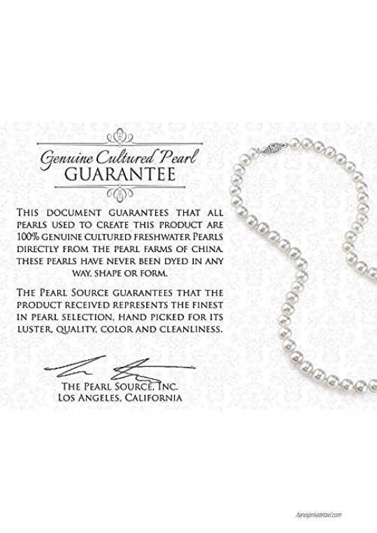 THE PEARL SOURCE 7-8mm Genuine White Freshwater Cultured Pearl Fiona Bracelet for Women