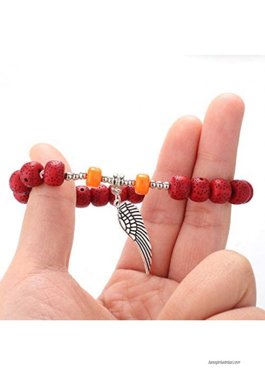 YADOCA 6 Sets Bohemian Stackable Bead Bracelets for Women Boho Stretch Multilayered Bracelet Set with Charms Colorful Jewelry Set